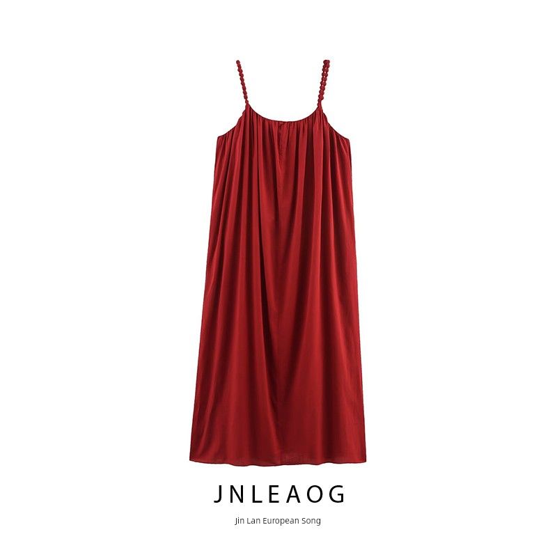 Jnleaog Autumn New Women Clothes Western Style French Style Design Beaded Sling Dress 5770225