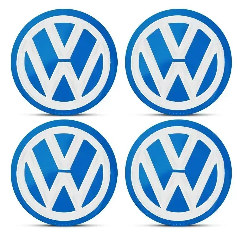 

New Hot 2025 New B5 VW For Volkswagen 4Pcs Black/Blue Car Emblem Wheel Hub Center Stickers Accessories For Volkswagen Lavida
