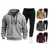 2 Teile/satz Männer Sweatshirt Hosen Set Mit Kapuze Kordelzug Langarm Sport Tops Elastische Taille Lange Hosen Set Einfarbig Baggy Trainingsanzug