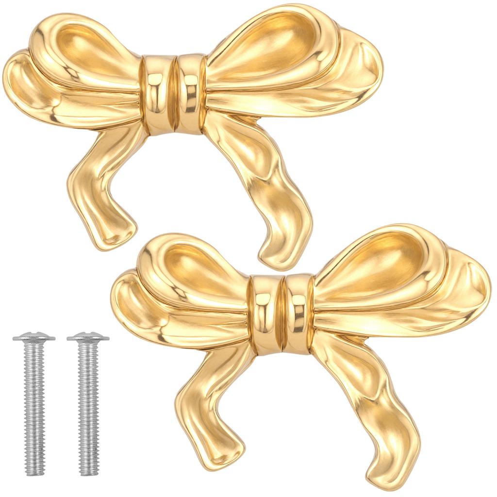 2/4/6Pcs Bow shaped drawer handle decoration Brass material is sturdy and durable Easy to install Wardrobe handle decoration