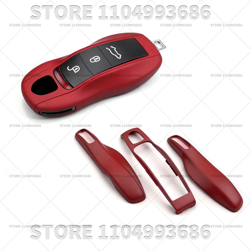 For Porsche Mancan Panamera Cayenne 718 911 Boxster Caymantaycan Key Cover Shell Replacement Kit Car Key Case Bordeaux Red Color
