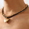 Heart Chain Pendant Necklace for Women Exquisite Black Leather String Collarbone Chains Punk Choker Retro Versatile Jewelry Gift