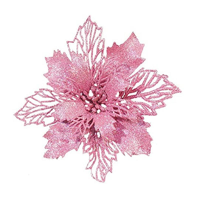 5/10 Stück Weihnachtsdekoration Künstliche Blumen 11CM Weihnachtsbaum Anhänger Ornamente für Heimdeko Navidad Neujahr 2026 Girlande