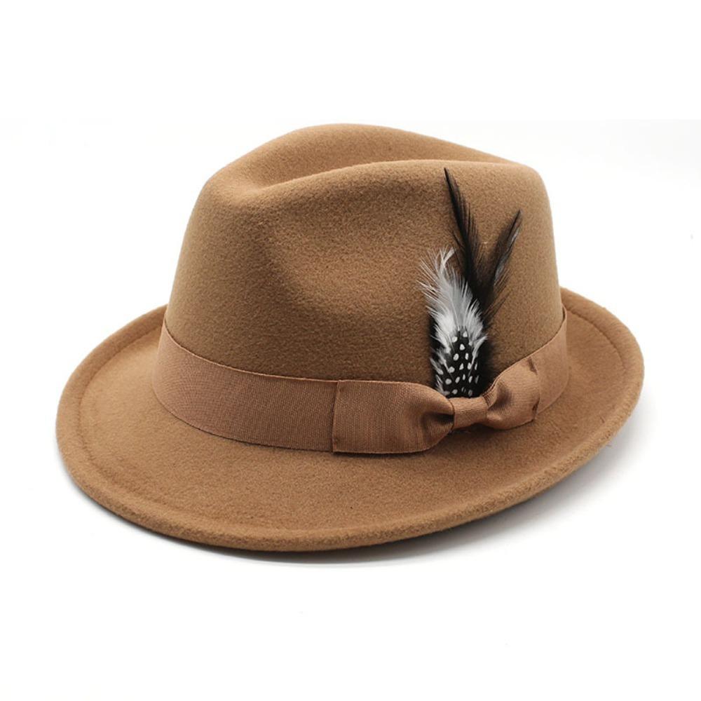 Soft Fedora Hat Solid Color Cashmere Felt Hat Ethnic Style Jazz Hat