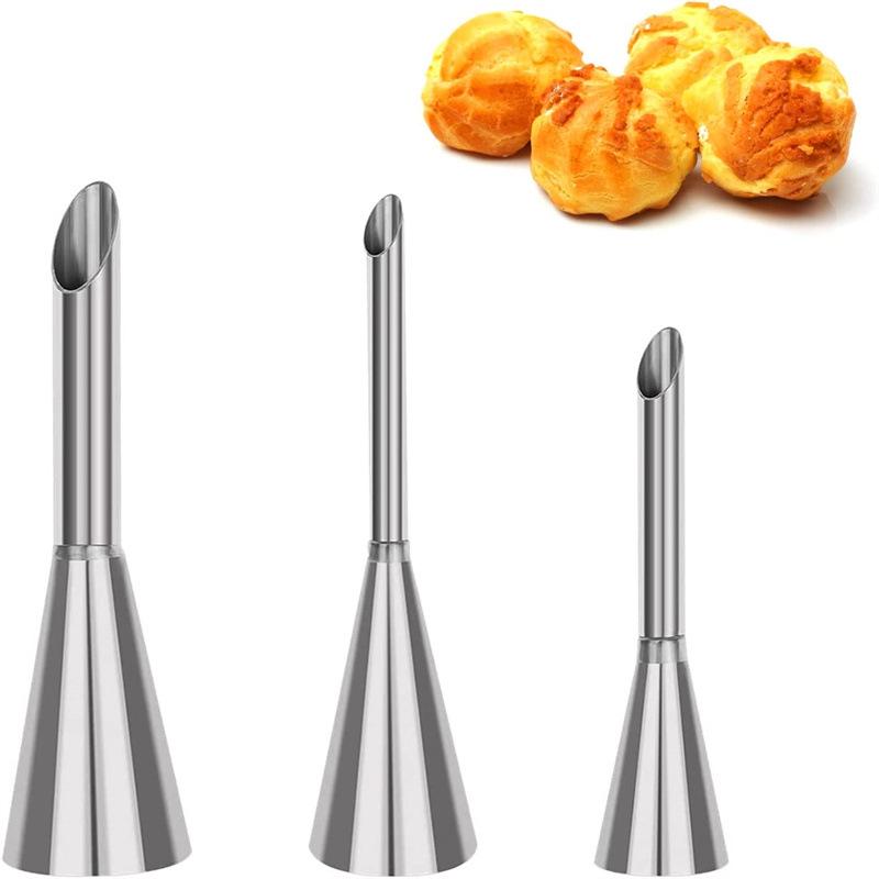 5-Piece Cream Puff Piping Tips Set - Large, Medium, Small, 304 Stainless Steel