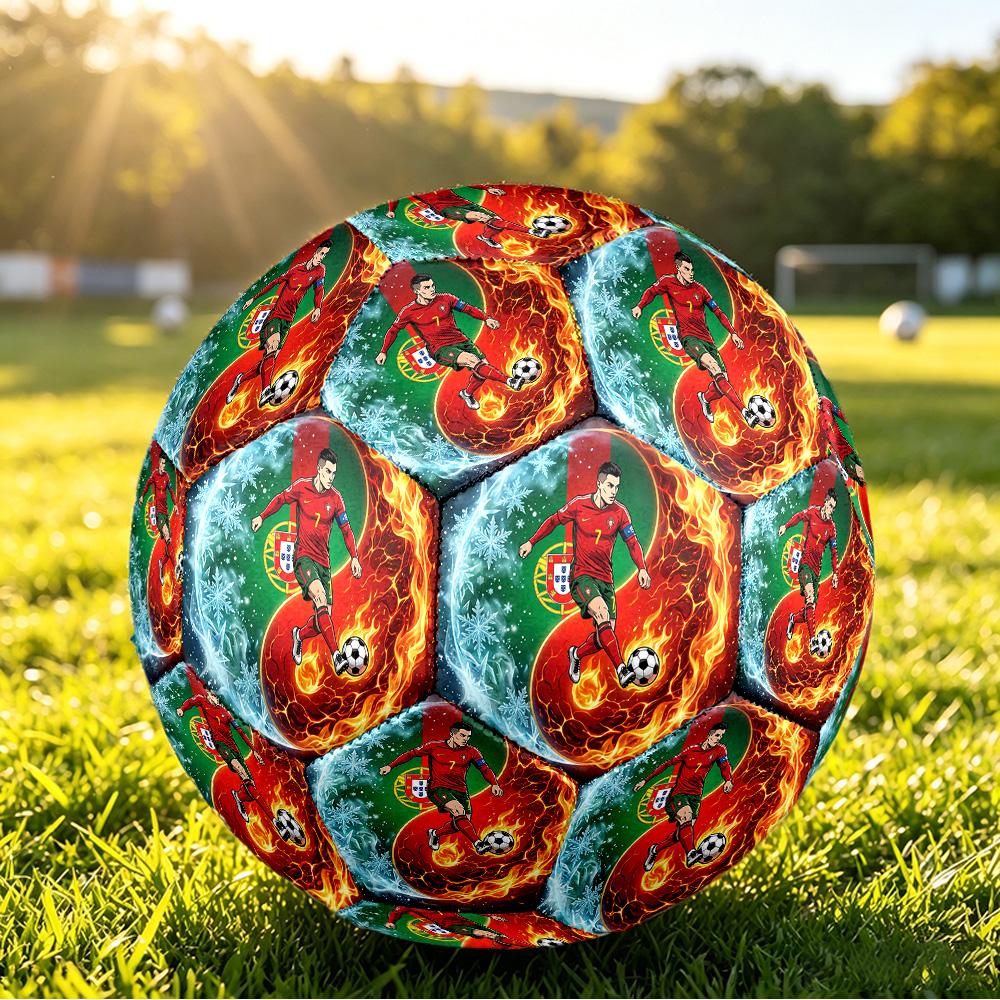 Portugal Football Printed Size 5 Soccer Ball Wear Resistant Standard Adult Training Football Fan Gift for Indoor Outdoor Match Sports