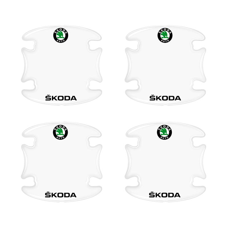 4/8Pcs Car Door Handle Sticker Protective Film Decals Accessories For Skoda Octavia MK2 MK3 2 3 A7 Fabia Karoq Kodiaq Rapid afx388