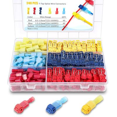 120/240 Stück T-Tap-Kabelverbinder, selbstabisolierende Schnellverbinder für elektrische Kabel, isolierte männliche Schnelltrenn-Spaten