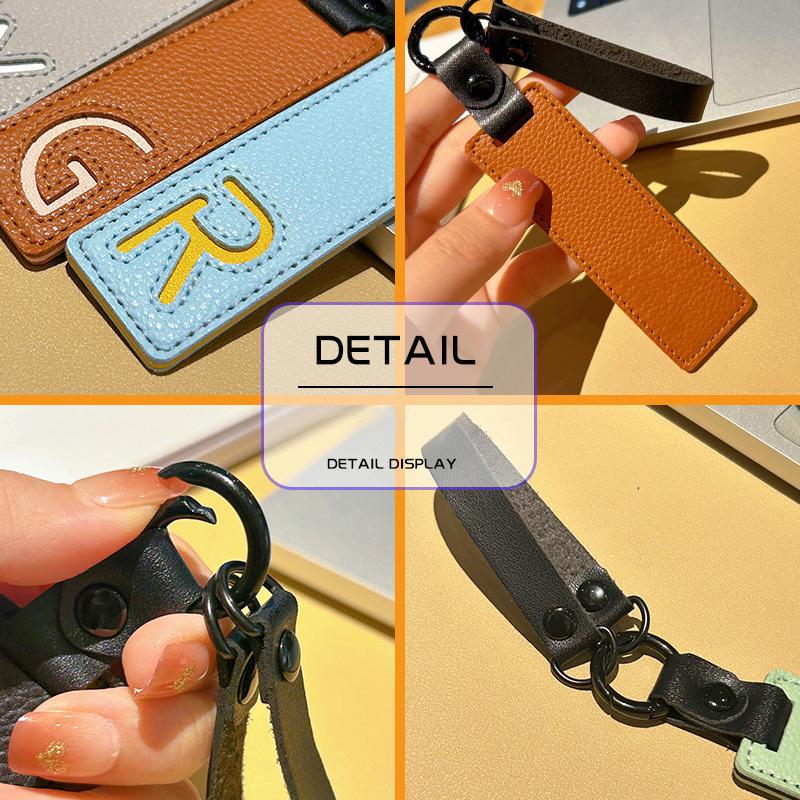 Fashion 26 Letters Key Chain Pu Leather Alphabet Letter Keyring Car Key Accessories Business Key Holder Women Bag Pendant Decor