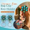 Turquoise Colored Flower Bag Clip Keychain, Backpack, Wallet Accessories