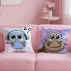 Cute Cartoon Owl Cushion Cover Soft Short Plush Double-Sided Printing Home Decor Machine Washable Pillow Case Gift