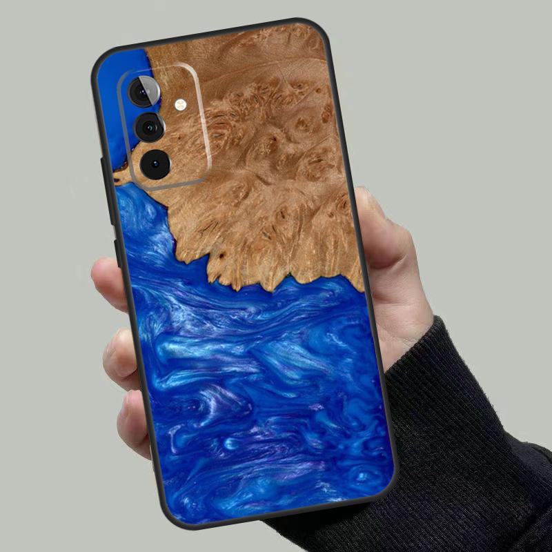 Wood Resin Pattern Case For Samsung Galaxy A54 A34 A14 A36 A56 A06 A13 A53 A32 A12 A22 A52 A35 A17 A16 A55 A15