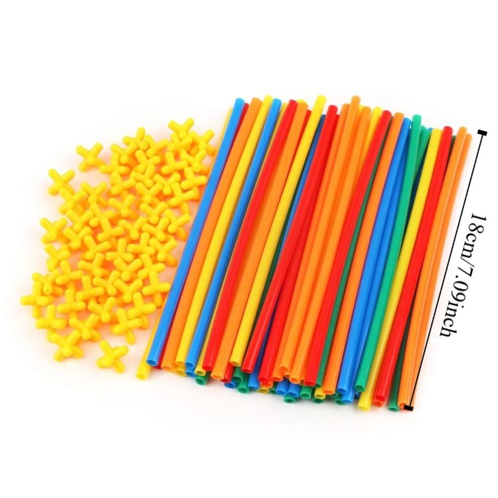 300pcs Assembly Straw Constructor Toys Plastic Children's Straw Building Block  Home Decoration