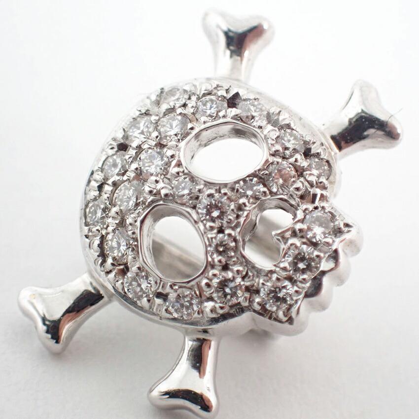 [Pre-owned] MIKIMOTO Perlita K18WG Diamond Skull Pendant Top // J52-1