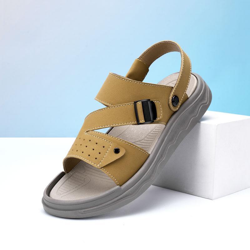 Fashion Quality Handmade Summer Dual-use Sandals Men's Breathable Leather Comfort Outdoor Sandals Fashion Antiskid Senior Beach Sandals