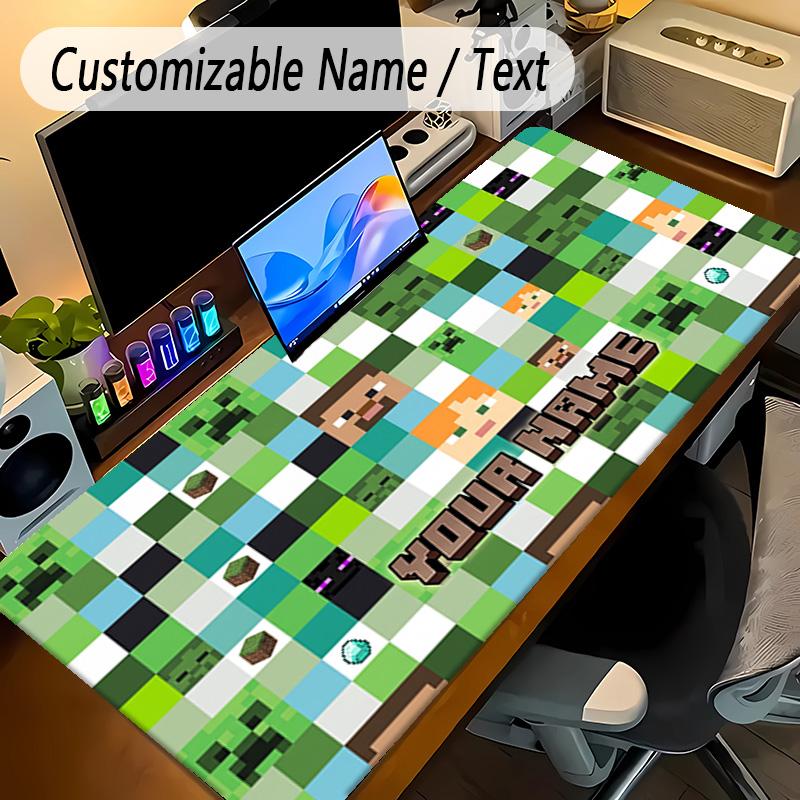 Large Mouse PadMinecraft Custom Name Text Personalized Desk Mat Non Slip Gaming Pad