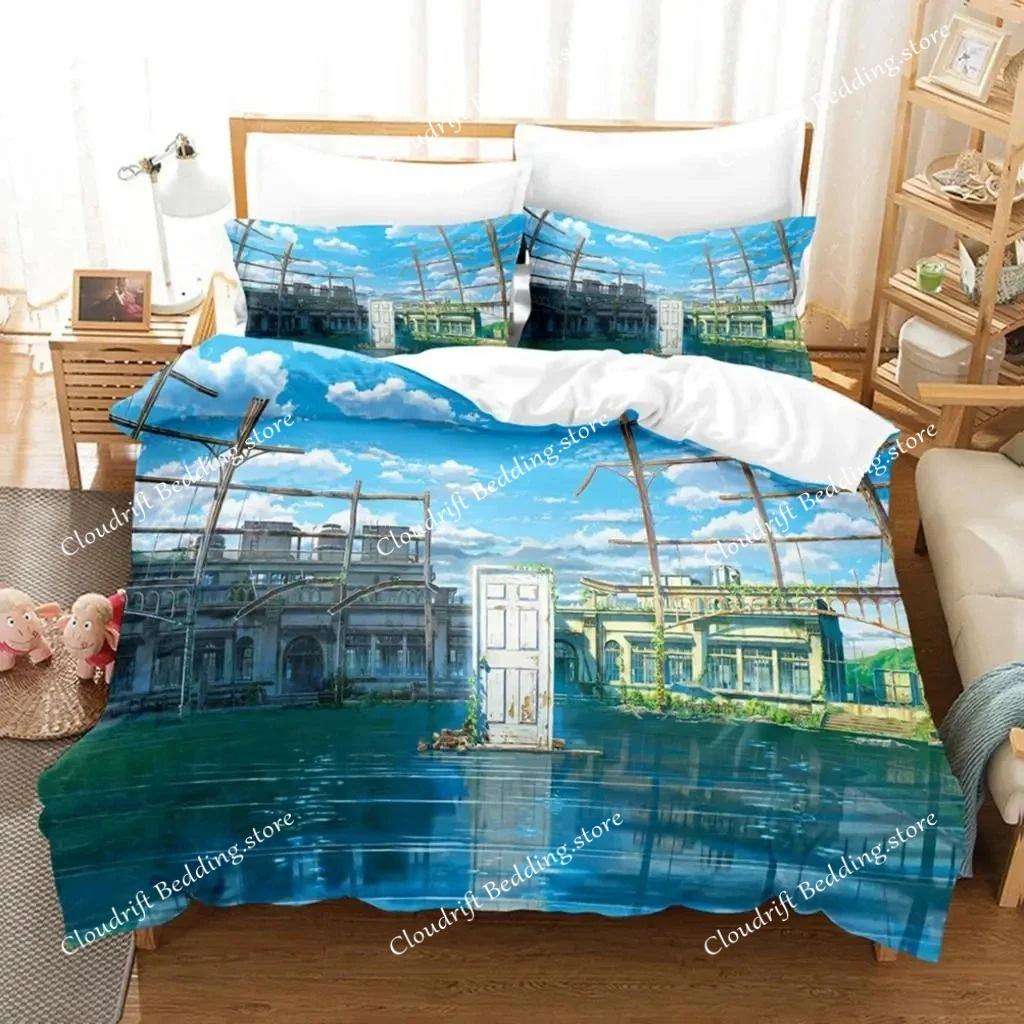 Anime Movie Suzume No Tojimari Bedding Set Boys Girls Twin Queen Size Duvet Cover Pillowcase Bed Kids Adult Home Textileextile