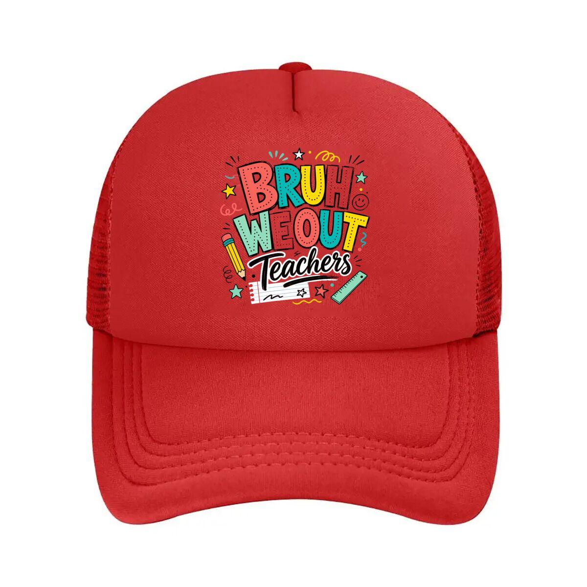Colorful Teacher Farewell Word Art Mesh Baseball Cap Hip Hop Adjustable