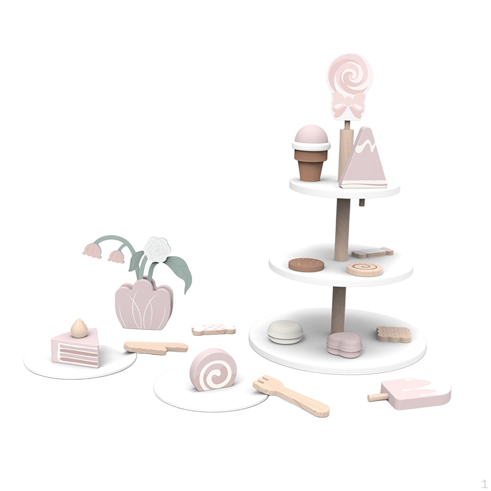 Pretend Play Wooden Tea Set - Imaginative Toy for Birthday Party Gift Dessert set