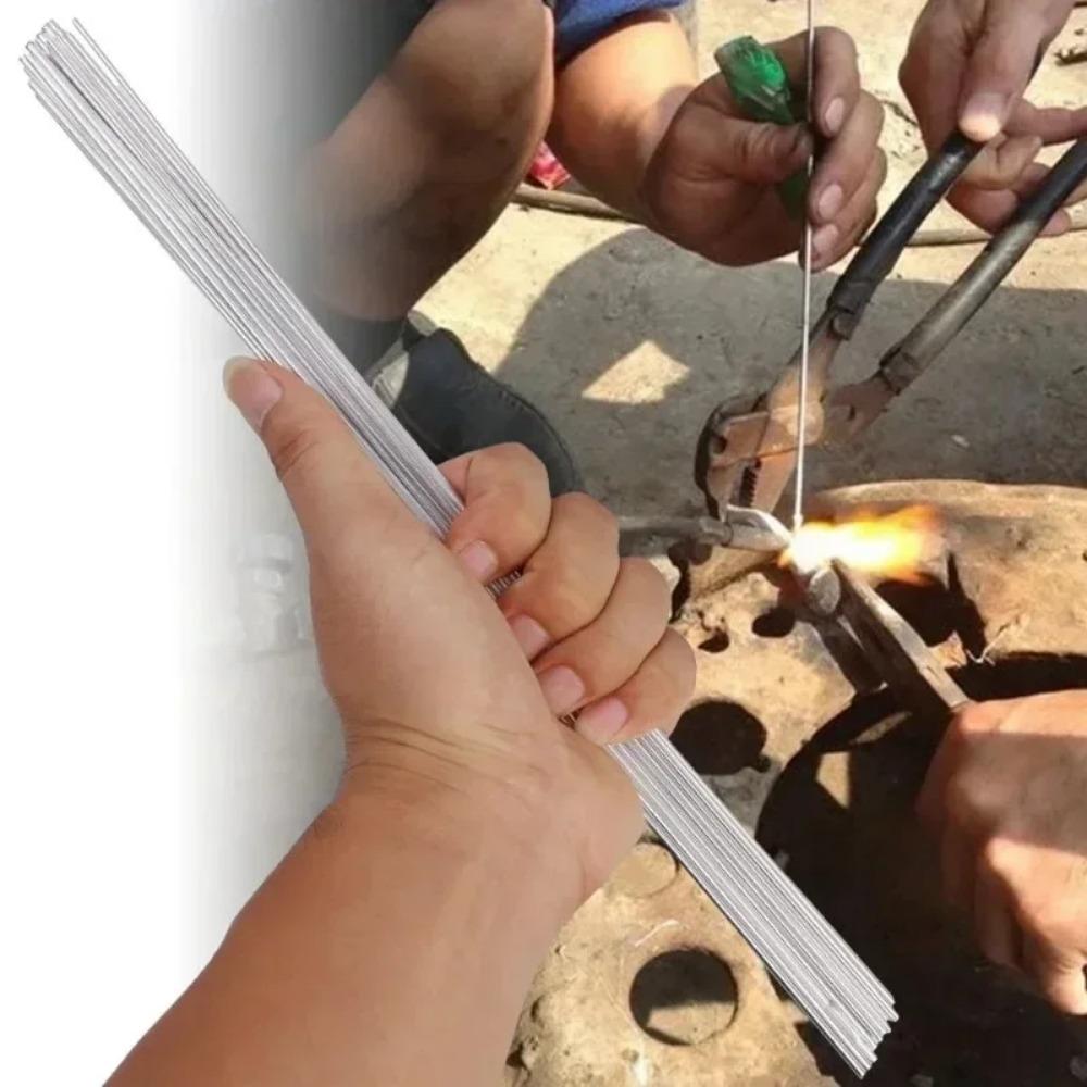 10-100pcs Aluminum Welding Rods Need Solder Powder Tools Universal Silver Welding Wire Repair Holes Low Temperature Easy Melt