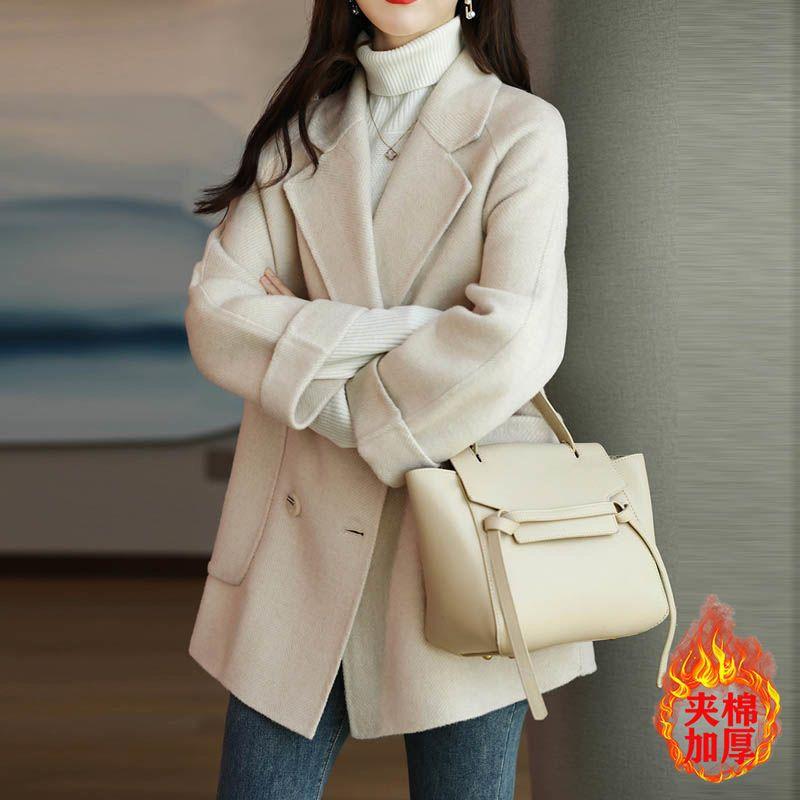 Woolen coat women's autumn and winter Korean version loose and thin versatile foreign woolen coat thickened medium and long coat