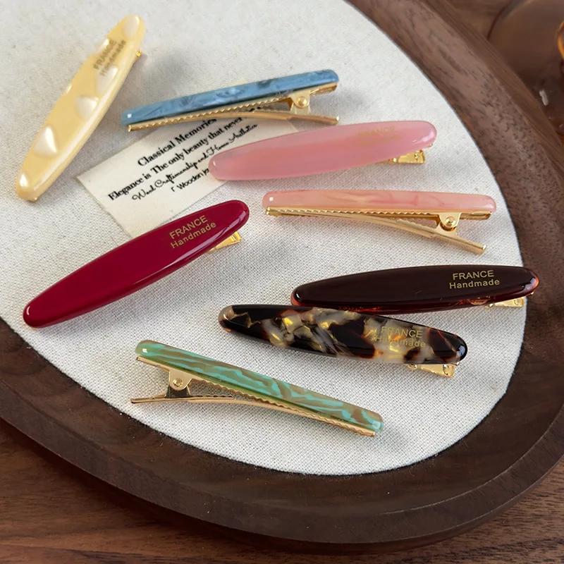 Retro French Temperament Simple Barrettes Color Acetate Oval Hair Clips For Womens Girls Sweet Hairpins Fashion Hair Accessories