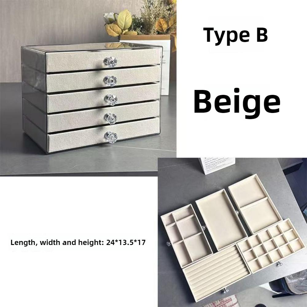 Mehrschichtige Schmuckschatulle aus Flanell mit Schublade, Ohrstecker, Armband, Aufbewahrungsregal, Schmuckschatulle, geeignet für Ehefrauen, Weihnachtsgeschenke, Ostern, Valentinstag