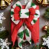 Christmas Tree Topper Bow Striped Print Xmas Wreath Gift Bow Christmas Home Indoor Outdoor Decoration