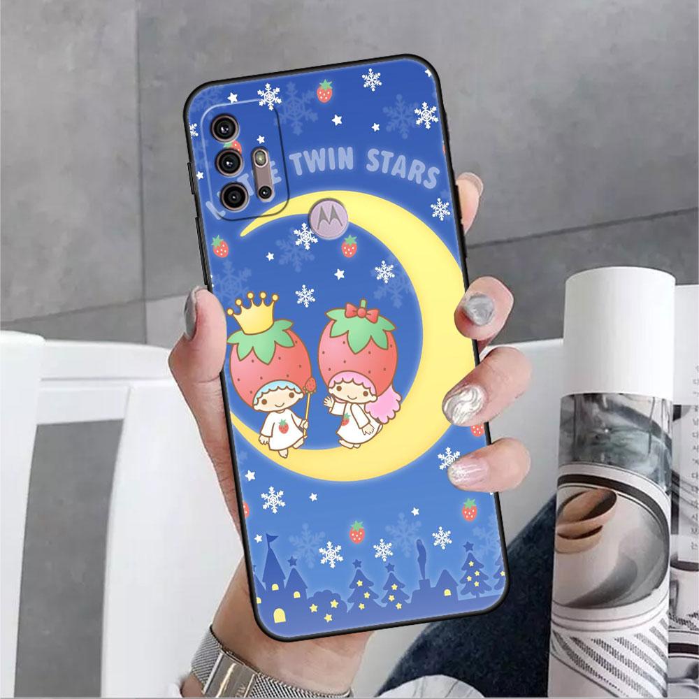 LittleTwinStars Roztomilé pouzdro pro Motorola G30 G60 Edge 20 G9 G22 G8 Power G31 G500 G50 30 Pro Černé Měkké Kryty na Telefon