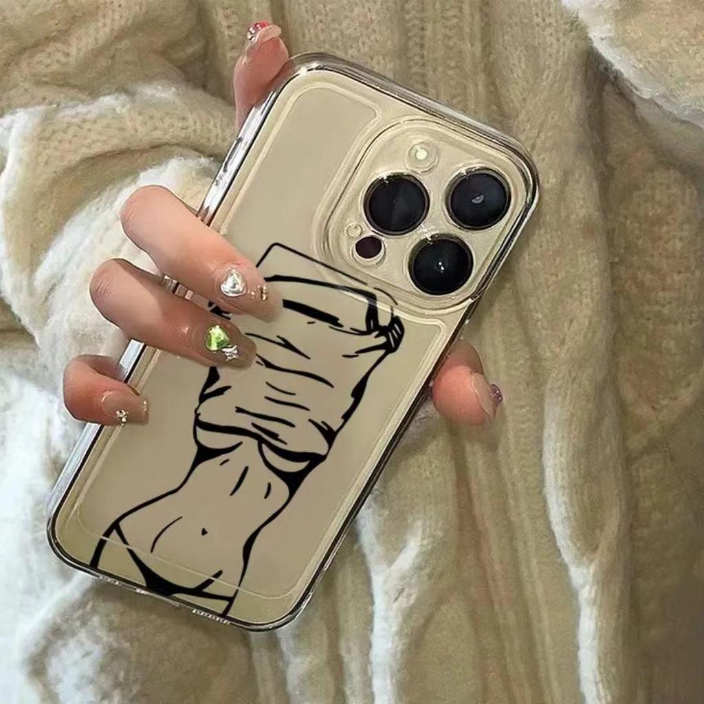 Line Mädchen Cartoon Hülle: Passend für iPhone 11, 12, 13, 14 Pro Max, 15, 15 Plus - Transparent mit präzisen Aussparungen