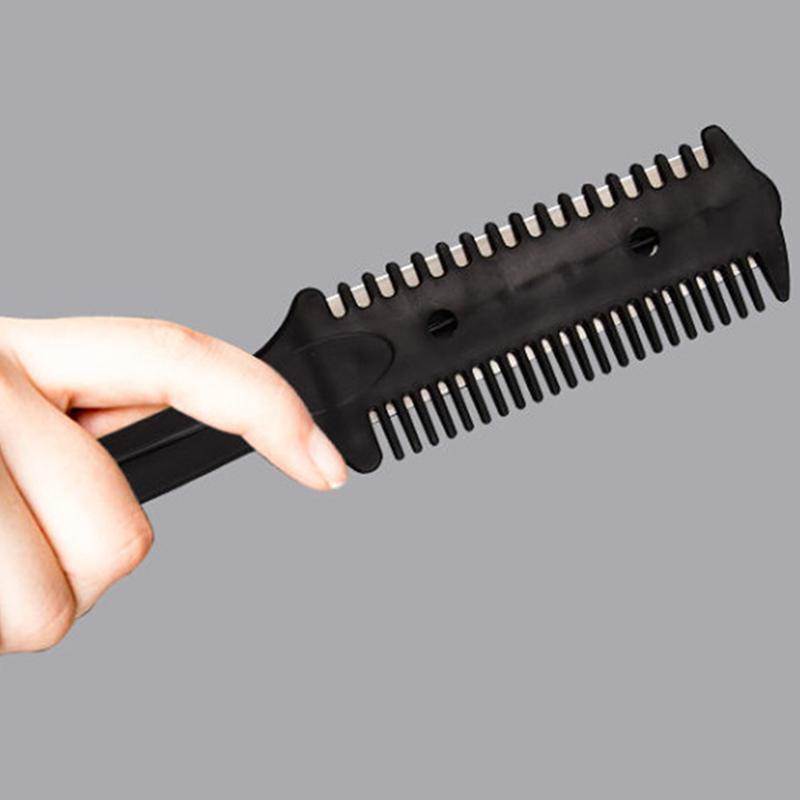 Pettine da Taglio per Capelli a Doppio Lato + Lama a Doppio Lato in Acciaio Inossidabile/Dispositivo per Taglio Capelli/Coltello da Taglio Capelli Pettine Sfoltitore