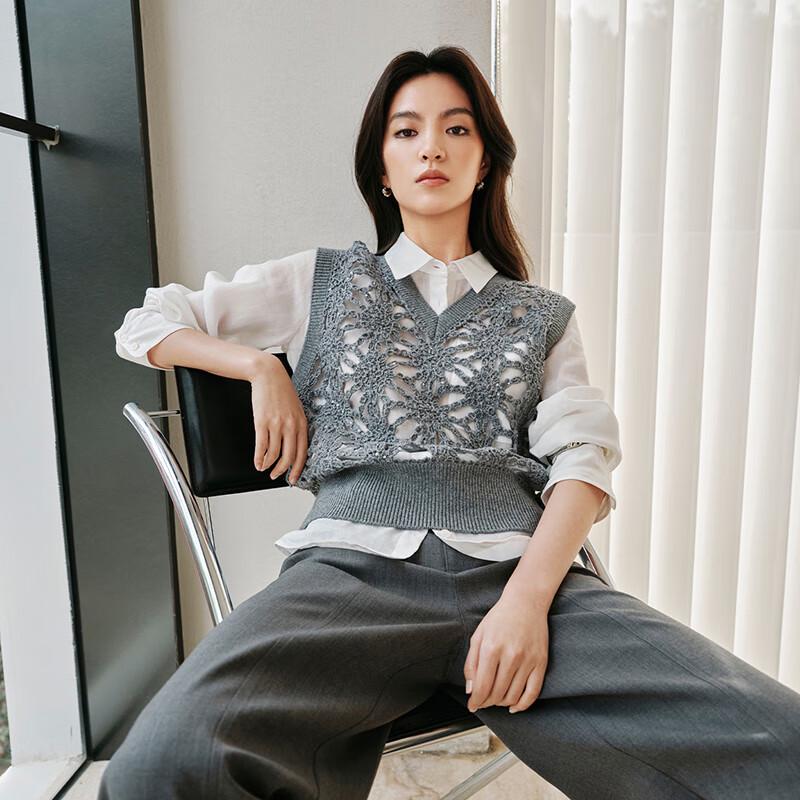 Eifini Жіночий жилет з мериносової вовни ажурної в'язки