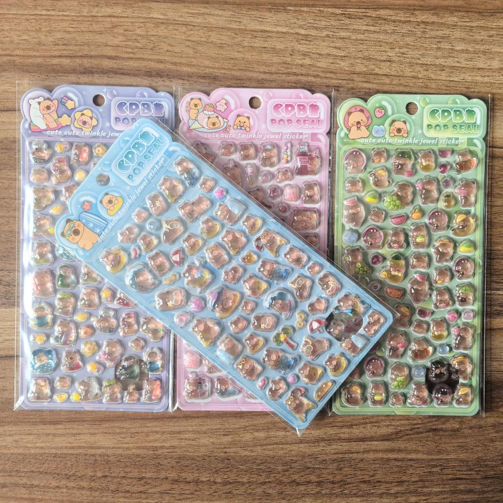 3D Embossed Capybara Sticker Set (4 Pcs) - Cute Decor for Handcrafts, Notebooks, Device Embellishment & Gifts