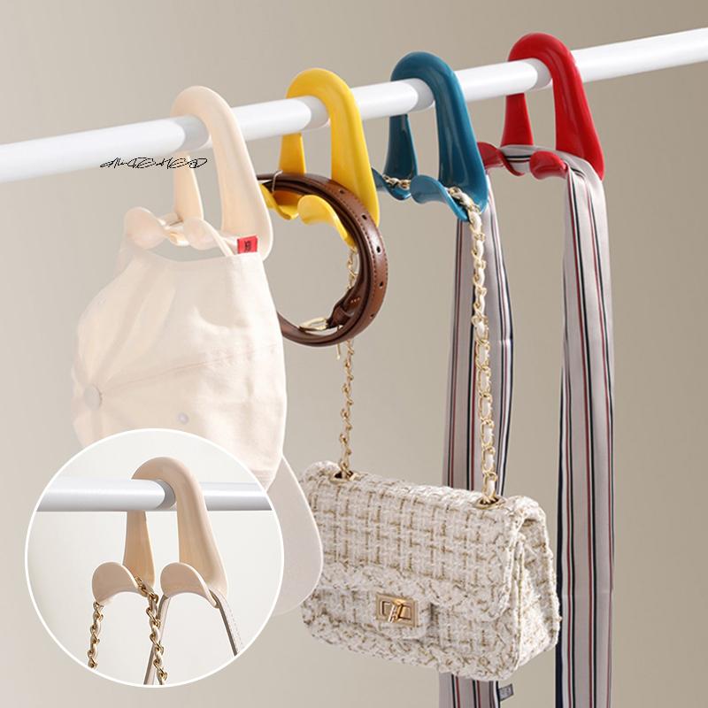Double Hooks Bag Hanger Hook Space-Saving Storage Rack for Clothes Hats Scarves Handbags Wardrobe Backpack - 1/2/3 Pack Options