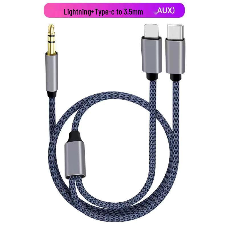 Apple Type-C to 3.5mm AUX Audio Cable for Mobile Phones - Multi-Function Three-in-One Car Speaker Connection
