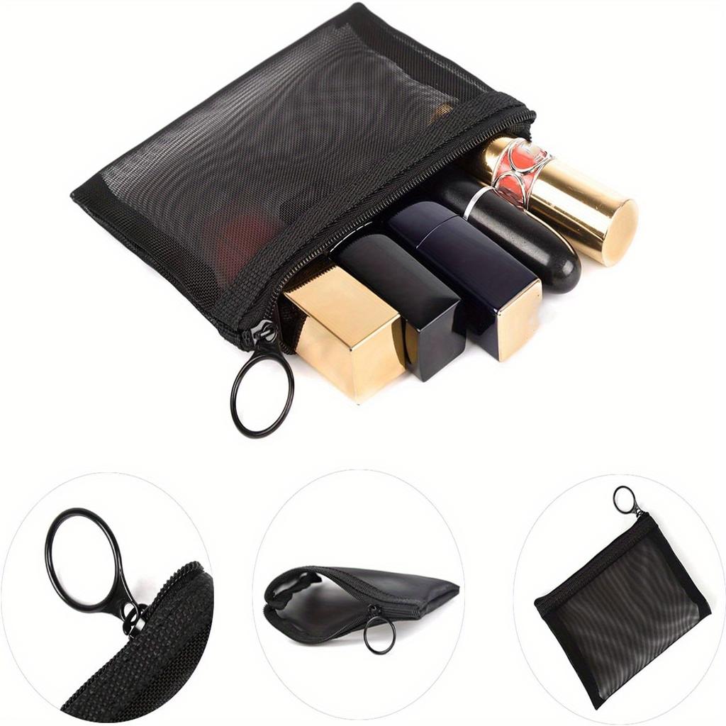 5 pièces/paquet Mini Sacs en Maille à Fermeture Éclair, 10 cm x 12,5 cm, Organisateur d'Accessoires Cosmétiques pour Maquillage, Rouge à Lèvres, Petite Pochette de Rangement pour Kit de Voyage