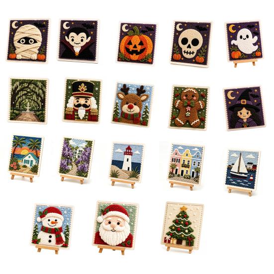 Yarn Art Decor Projects DIY Fabric Weaving Painting Kit, Halloween Christmas Crochet Kit for Decoration, Beginner Handmade Craft Project Set Holiday