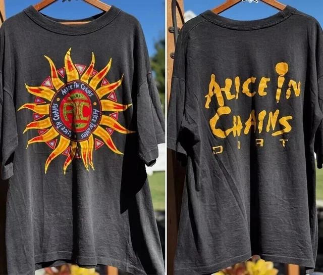 

Vintage Alice In Chains TShirt TwoSided Grunge Band Graphic Reprint Unisex T-Shirt M