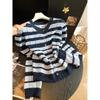 Trendy Autumn Korean-Style Striped Knit Cardigan for Women