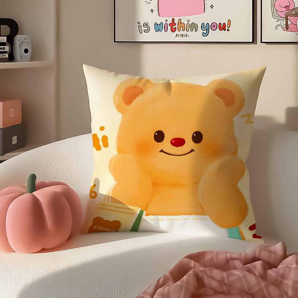 Chubby Cute Thai Character BButterbear Cushion Cover Pillowcase Short Plush Invisible zipper Room Sofa Cushion Cover