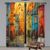 Set Of 2 Flat Printing Party Window Curtains Fairy Tale Village Digital Printed Polyester Drapes Decorations Perfect Curtain Made