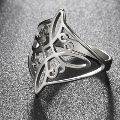 1 peça anel de aço inoxidável nó de bruxa wiccan cross celtics nó amuleto de boa sorte