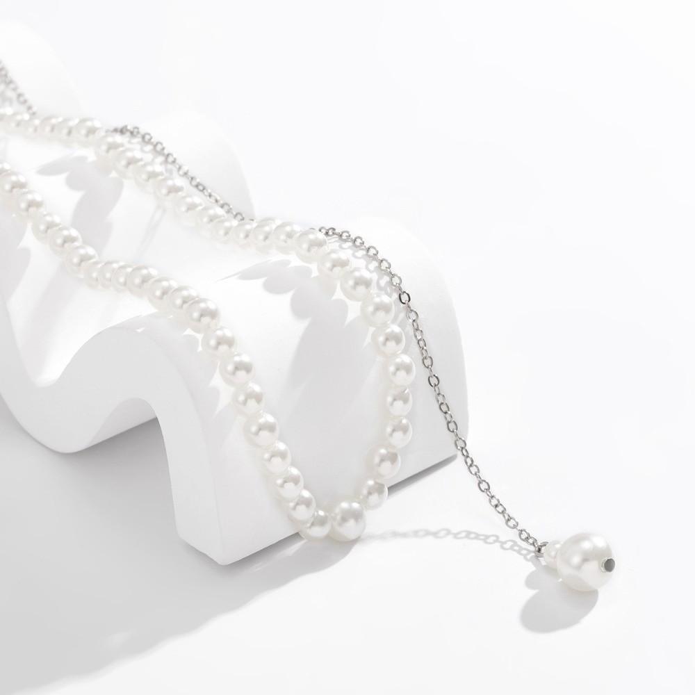 Silver Color Body Chain Jewelry Imitation Pearl Bikini Back Chain Back Chain Necklaces  Wedding
