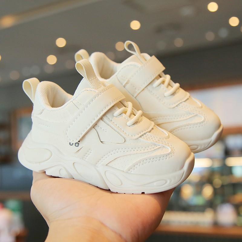 Kids Beige Casual Thick Sole Anti Slip First Walker Sneakers 15 белый