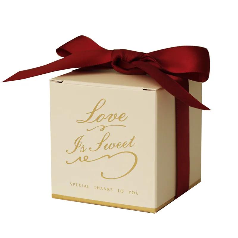 Bronzing Square Candy Box Hochzeitsbevorzugungen Candy Boxen Papier Schokolade Paket Geschenktüte für Baby-Dusche-Geburtstags-Party-Dekoration