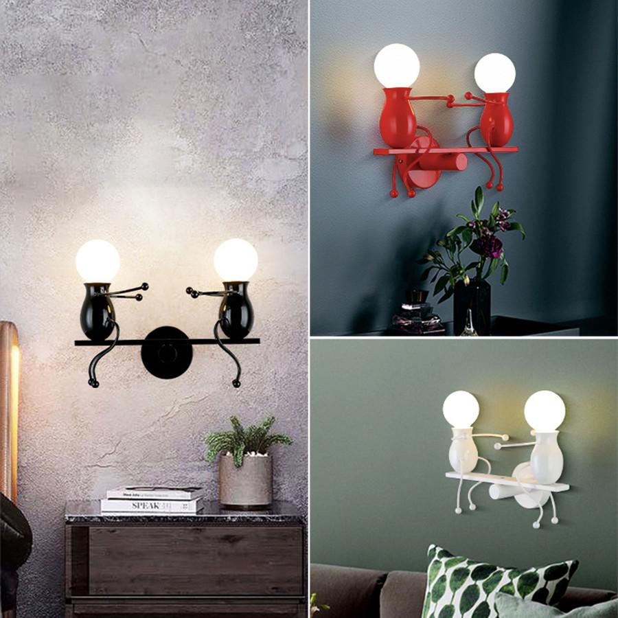 Thrisdar Creative Cartoon Robot LED Wall Lamp Seesaw Iron Sconce Wall Light for Kids Baby Bedroom Beside Corridor Wall Light