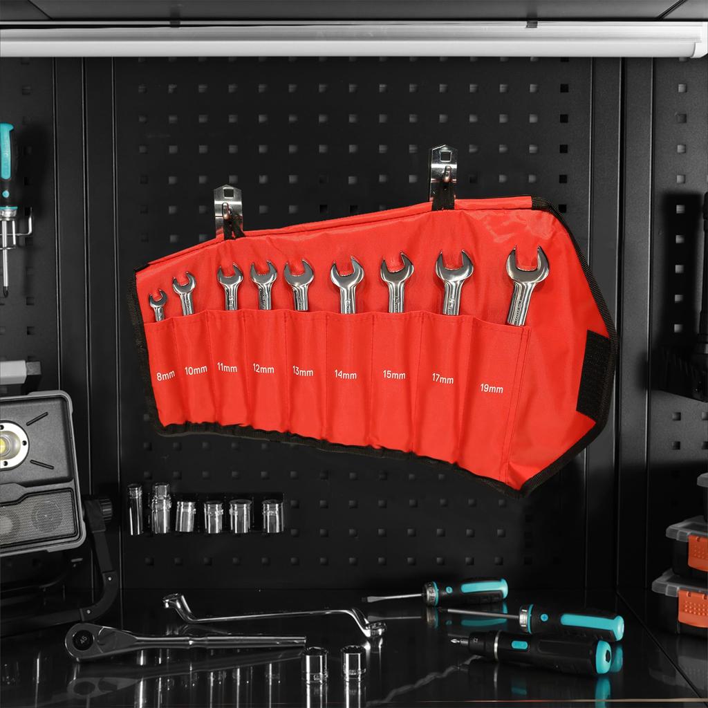 Chave Combinada Catraca Flexível WORKPRO com Giro 72 para Automóveis e Inclui Bolsa de Armazenamento Chave, Cabeça, 8-19mm, Engrenagens, Conjunto de 9 Peças, Montagem, Reparo,