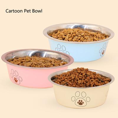 Stainless Steel Footprint Dog Bowl Anti-tip Non-slip Cat Bowl Dog Bowl Cartoon Pet Feeding and Drinking Water Bowl