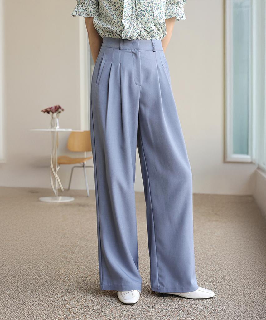 Ppaeppae Two-Pin Tuck Point Long Wide Slacks