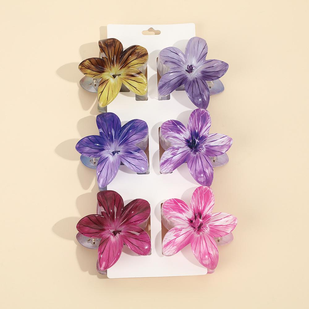 Frangipani Flower Hair Clip for Women, Colorful Beach Accessory, Updo Shark Hairpin, In Stock